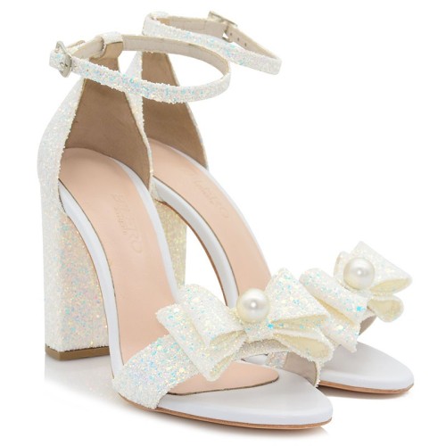 White Glitter Sandals