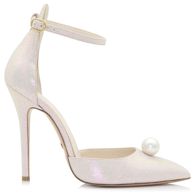 Silver Iridescent Leather Pumps